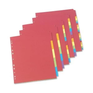 image of Concord Bright Subject Dividers Europunched 12-Part A4 Assorted Ref 50999