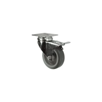 Atlas Workholders - Braked Swivel Plate 50MM Rubber Tyre