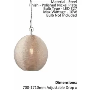 Image of Ceiling Pendant Light - Polished Nickel Plate - 10W LED E27 - Dimmable - e10028