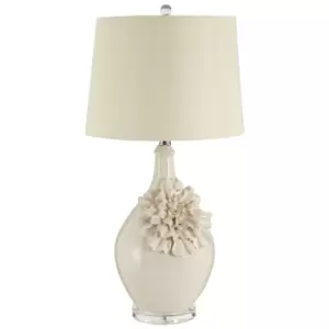 image of Premier Housewares Padma Table Lamp with Ceramic Base & Cream Shade