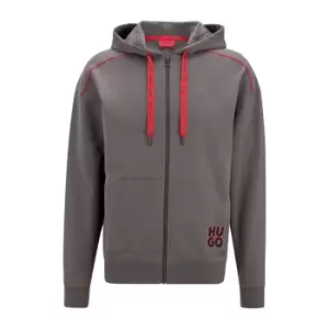 image of Hugo Mono Logo Zip Hoodie - Grey