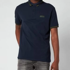 Image of Barbour International Mens Grid Tipped Polo Shirt - Navy - L