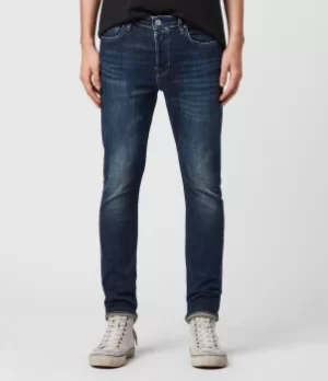 Image of AllSaints Mens Cotton Traditional Cigarette Skinny Jeans, Blue, Size: 32