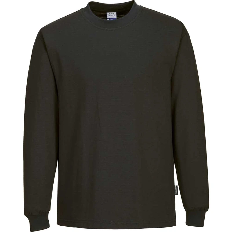 Image of Portwest Anti Static ESD Long Sleeve T Shirt AS22BKRXXL Colour: Black