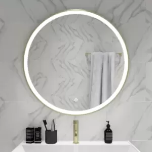 Image of Round Brass LED Bathroom Mirror with Demister 800mm - Antares