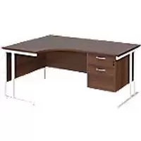 Image of Dams International Left Hand Ergonomic Desk MC16ELP2WHW 1,600 x 1,200 x 725 x 800 - 990 mm