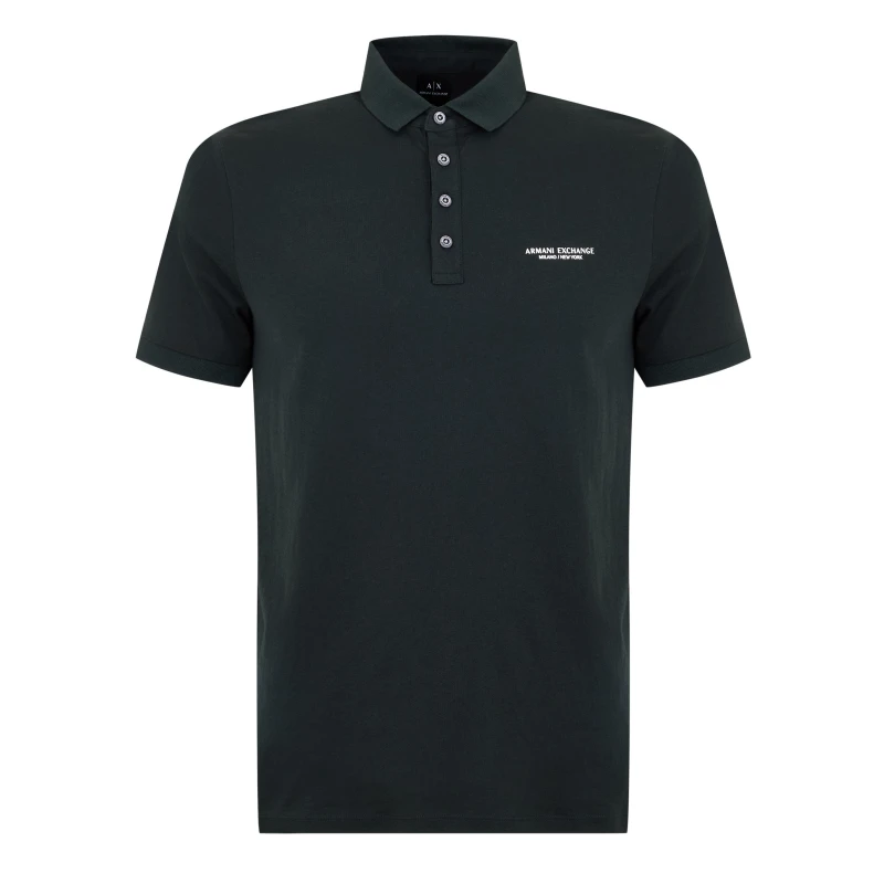 Image of Armani Exchange Jersey Cotton Polo Shirt Jet Set male S