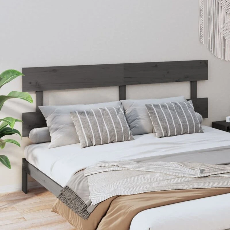 Image of Vidaxl Bed Headboard Grey 204X3X81cm Solid Wood Pine, Grey 819092
