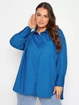 Image of Yours Oversized Poplin Shirt Blue Size 16, Women