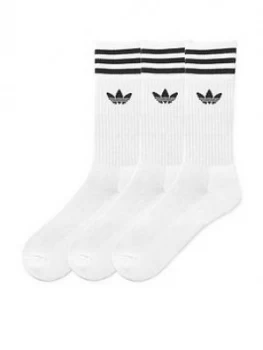 Image of Adidas Originals Solid Crew 3 Pack Socks - White