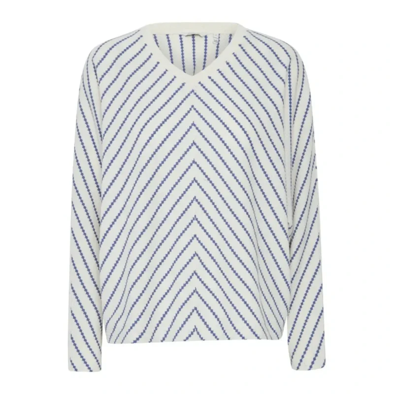 Image of b.Young Striped V-neck pull For Her b.young Byruni Sweat 2 Blanc Female L