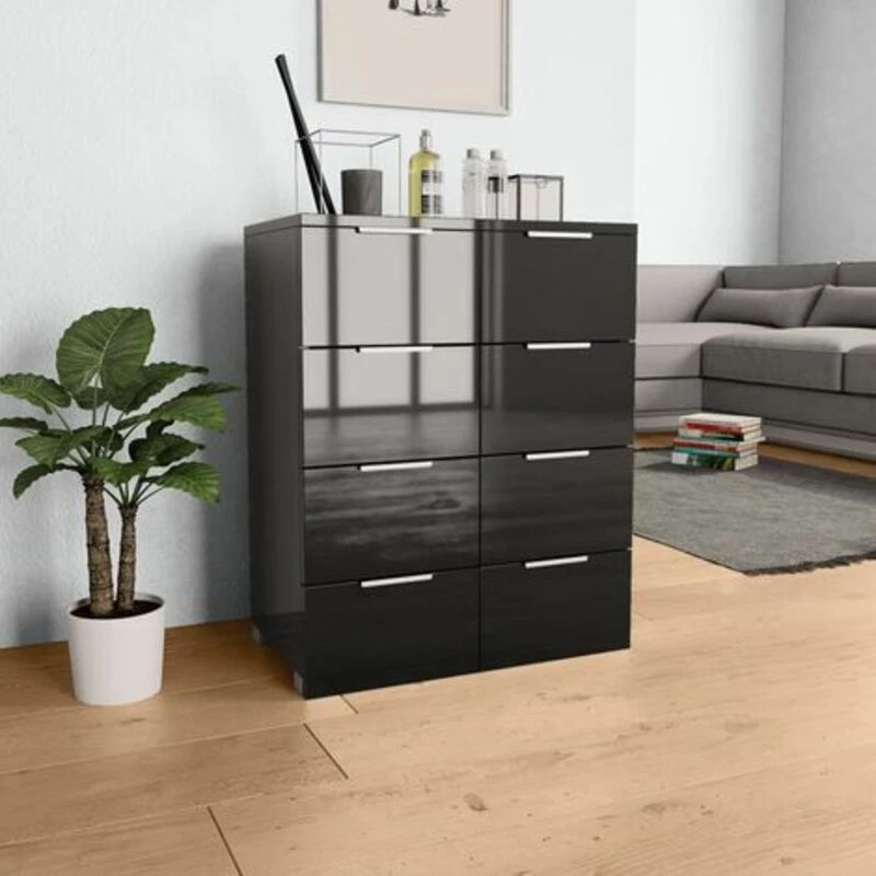 Image of VIDAXL Sideboard High Gloss Black 60x35x80cm Engineered Wood Vidaxl 283713