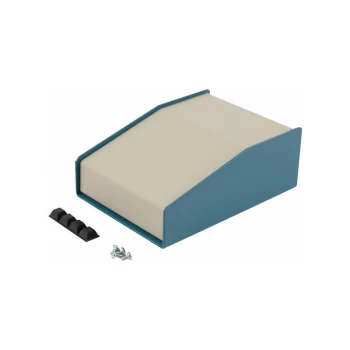 Image of 1456CE2WHBU Sloped Enclosure 146 x 102 x 56mm Aluminium Blue/Beige - Hammond