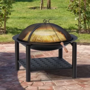 image of Fire Pit Steel 55cm with Wood Compartment