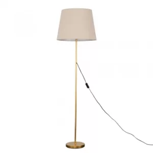 Image of Charlie Gold Floor Lamp with XL Beige Aspen Shade