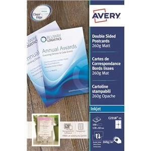 Image of Original Avery Double Sided Correspondence Cards Matt White 260gsm 128 x 82mm Pack of 100 Cards