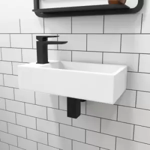 image of Cloakroom Matt Wall Hung Basin Left Hand and Waste 405mm - Detroit