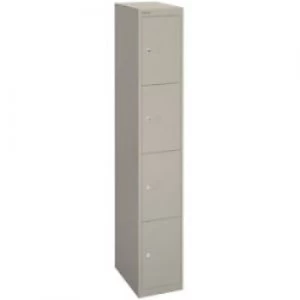Image of Bisley Basic Contract Locker Lockable with 4 Doors CLK184 Steel 305 x 457 x 1802mm Goose Grey
