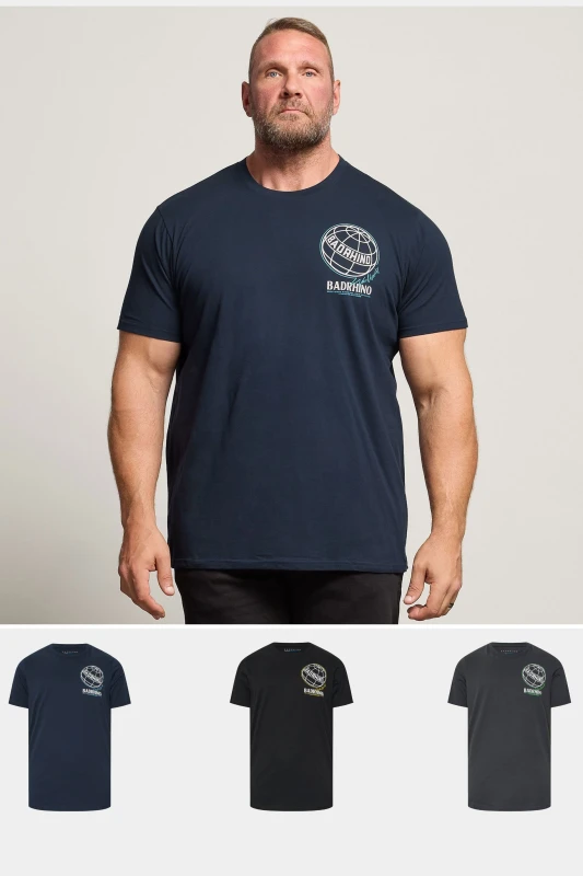 Image of BadRhino BadRhino Men 3 Pack Graphic T-Shirts in Black Size: 2X-large Black XXL Male 5063589411273