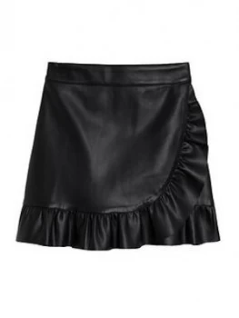 image of Mango Girls Pu Skirt - Black