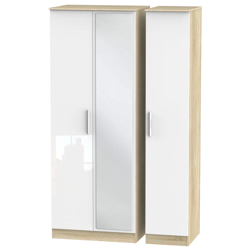 Image of Ready Assembled 2 U Trent Triple Mirror Wardrobe (Ready Assembled) White