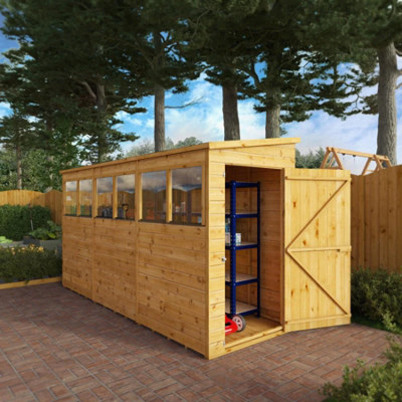 Image of Mercia 12 x 4 Modular Shiplap Pent Shed, Brown SI-001-003-0192