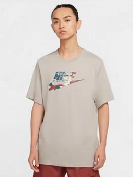 image of Nike Sportswear Camo Logo T-Shirt - Grey, Size 2XL, Men