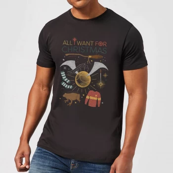 Harry Potter All I Want Mens Christmas T-Shirt - Black - 4XL - Black