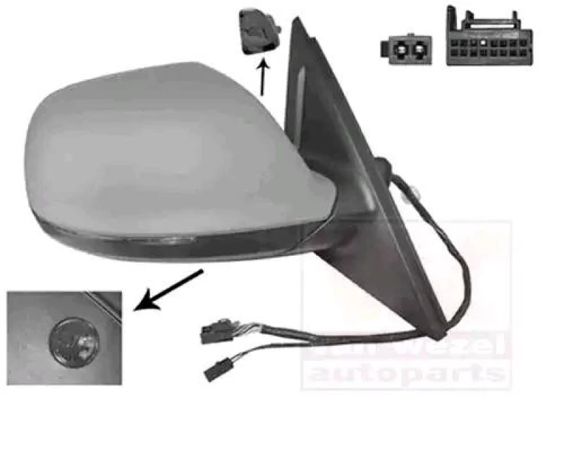 Image of VAN WEZEL 0380828 Wing mirror * HAGUS * Right, with memory, primed Outside Mirror (50)