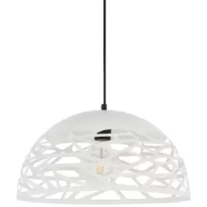 image of Italux Armand - Modern Hanging Pendant White Matt 1 Light with Steel Shade, E27