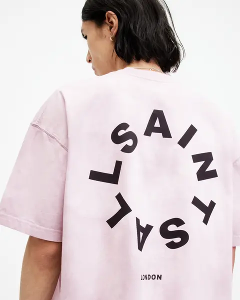 Image of Allsaints Tierra Back Print Crew T-Shirt - Light Pink Light Pink VXDYS Male 2XL,L,M,S,XL