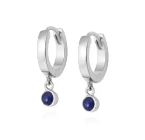 Image of Daisy London 925 Sterling Silver Lapis Healing Huggie Hoops Sterling Silver
