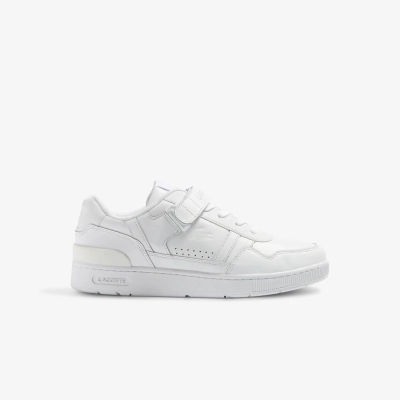 Image of Lacoste T-Clip Velcro Leather Trainers - White White 8