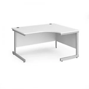 image of Dams International Right Hand Ergonomic Desk with White MFC Top and Silver Frame Cantilever Legs Contract 25 1400 x 1200 x 725 mm