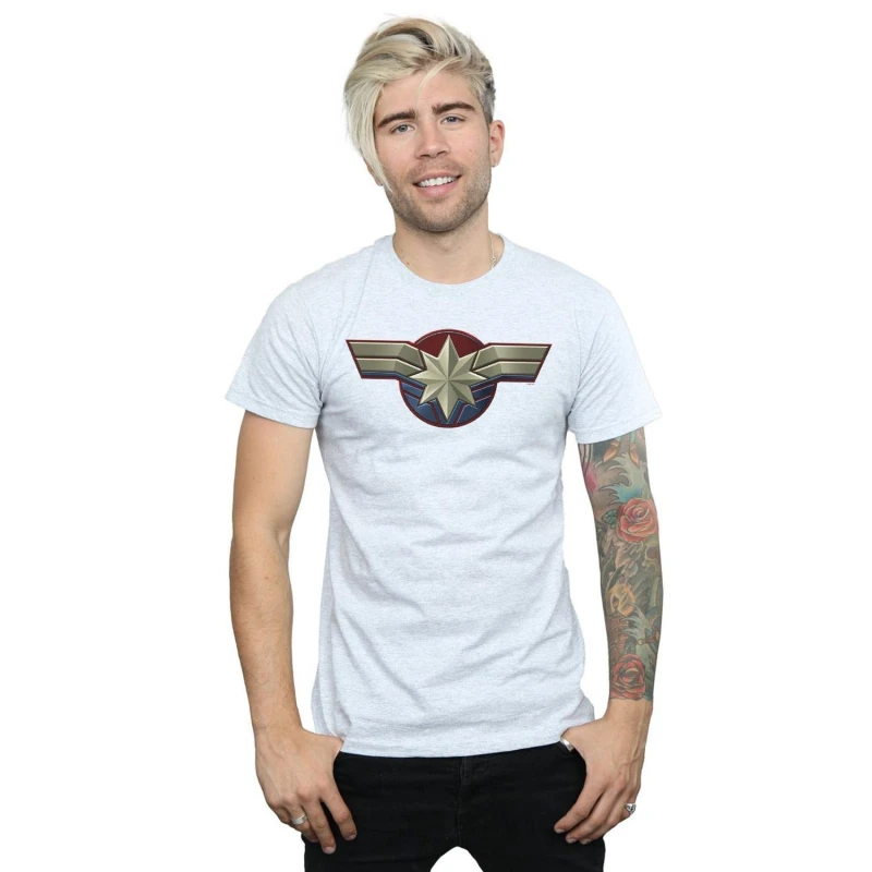 Image of Marvel Marvel Men Captain Chest Emblem T-Shirt in Grey Size: large Grey L Male 5059114213573