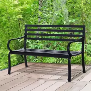 image of Alfresco Steel Outdoor Garden Bench, black