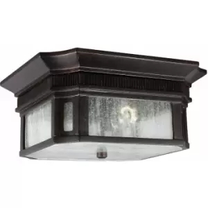 Image of Outdoor IP44 2 Bulb Flush Light Gilded Bronze LED E27 60W