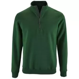 image of SOLS Mens Stan Contrast Zip Neck Sweatshirt (2XL) (Bottle Green)