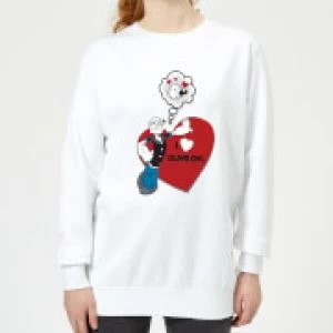 Image of Popeye I Love Olive Oyl Womens Sweatshirt - White - L