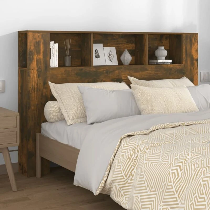 Image of VIDAXL Headboard Cabinet Smoked Oak 160x18.5x104.5cm Vidaxl 8720286968970