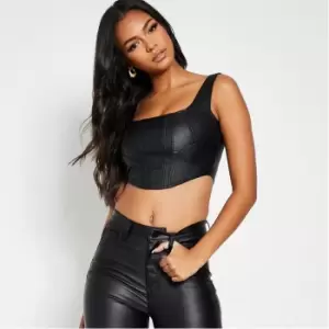 Image of I Saw It First Coated Denim Corset Top - Black