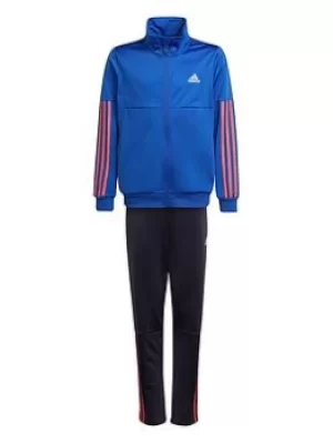 Image of adidas Boys Team Tracksuit, Blue/Red, Size 5-6 Years