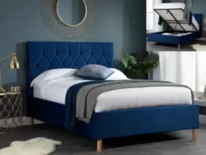 Image of Birlea Loxley 4ft Small Double Midnight Blue Fabric Ottoman Bed Frame