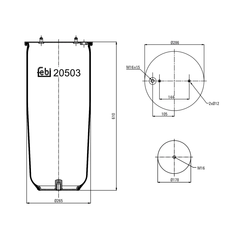 Image of FEBI BILSTEIN 20503 Boot, air suspension Rear Axle Right Boot,air suspension (324)