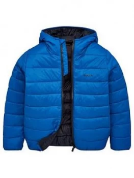 Image of Barbour Boys Trawl Quilt Hooded Jacket - Blue