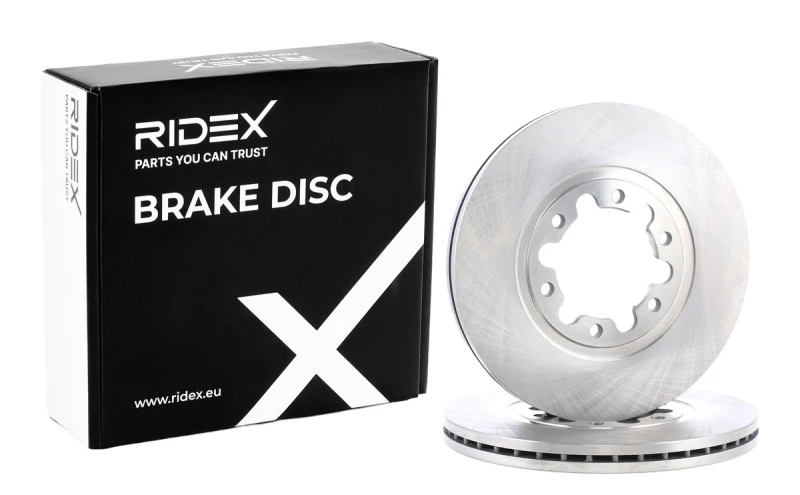 Image of RIDEX 82B1192 Brake disc Front Axle, Vented, Cast Iron, Uncoated, Untreated, without bolts/screws Cast Iron Brake Disc (82)
