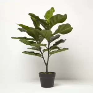 Image of Homescapes - Artificial Fiddle Leaf Fig Tree in Pot, 75cm Tall - Green