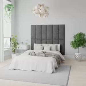 Image of Aspire Easymount Wall Mounted Upholstered Panels Modular Diy Headboard In Firenze Velour Fabric Charcoal (pack Of 4)