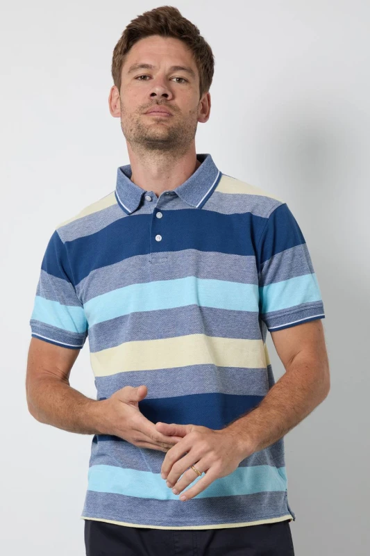 Image of Debenhams Debenhams Men Yellow Barbados Stripe Polo Shirt Size: X-Large Yellow X-Large Male 5063631976439