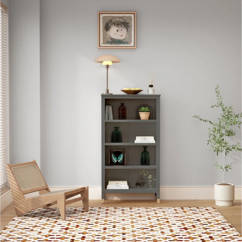 Image of Cabinet Bits Palazzi 4 Tier Bookcase H127 W69 D25cm in Mid Grey Mid Grey Unisex